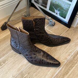 Croc leather ankle boots